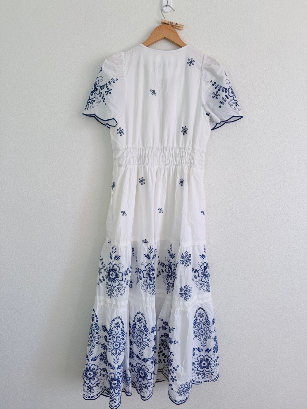 Anthropologie Somerset maxi dress White and blue embroidery eyelet size medium - Picture 9 of 16